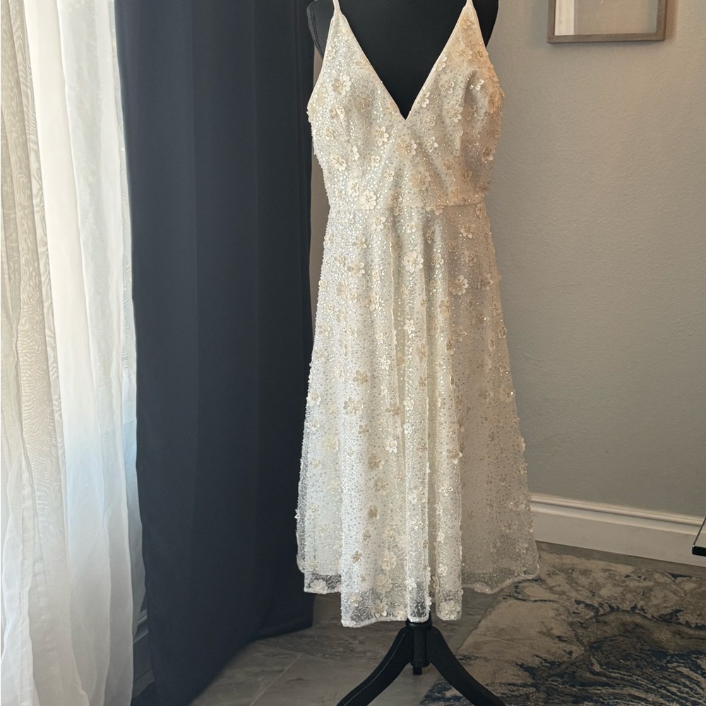 Dress the Population Sparkle White Floral Elisa Wedding Dress